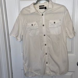 Men’s Ivory Helix Button Down Shirt, Athletic Fit, 100% Cotton, two pockets